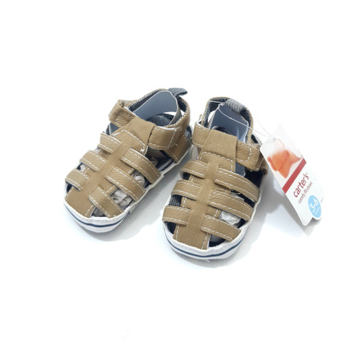 خرید پاپوش نوزادی نخ کتان پسرانه طرح صندل مناسب برای سایز نوزاد تا یکسال