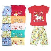 تیشرت و شلوارک پنبه ای دخترانه طرح یونیکورن مناسب برای 9 ماه تا 2 سالگی سایز بندی ۳۵ و ۴۰