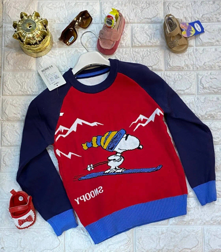 خرید بلوز بافت گپ بچگانه پسرانه طرح اسنوپی در سایزبندی 110 الی 150 مناسب سنین 1 تا 6 سال