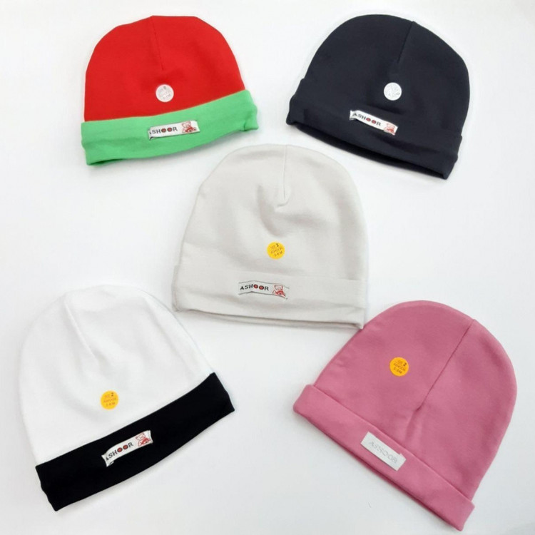 کلاه پنبه آشور دولایه و گرم مناسب برای نوزادان با کشسانی و لطافت بسیار بالا