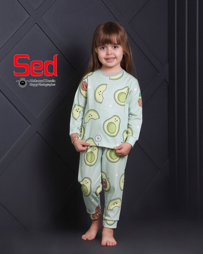 بلوز و شلوار پنبه تمام چاپ طرح آووکادو