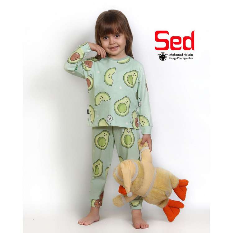 بلوز و شلوار پنبه تمام چاپ طرح آووکادو