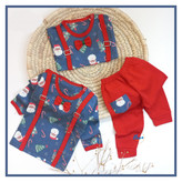 بلوز و شلوار پسرانه جنس پنبه طرح بابانوئل مناسب نوزاد تا 2 سال