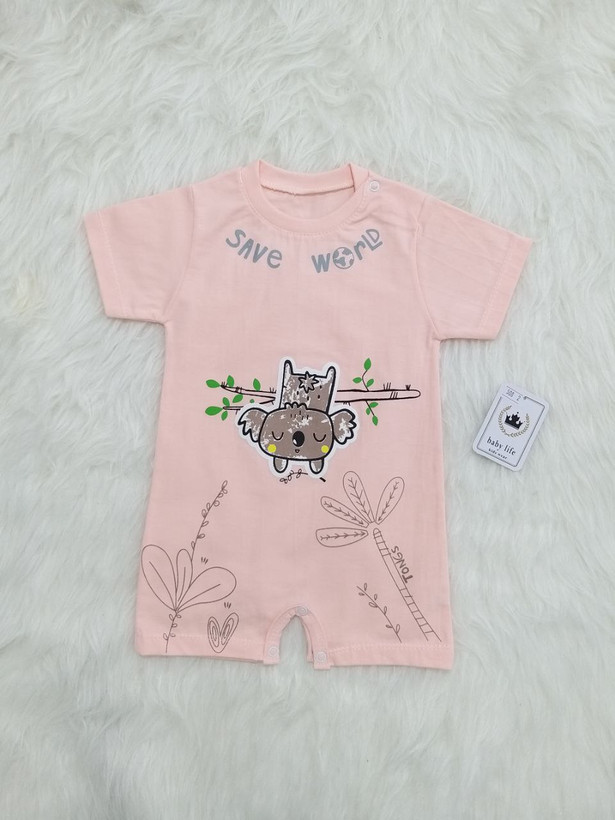 رامپر پنبه طرح جغد ناجی سایزبندی 1 تا 4 مناسب سایز 3 ماه تا 3 سال رنگبندی فقط صورتی و گلبهی