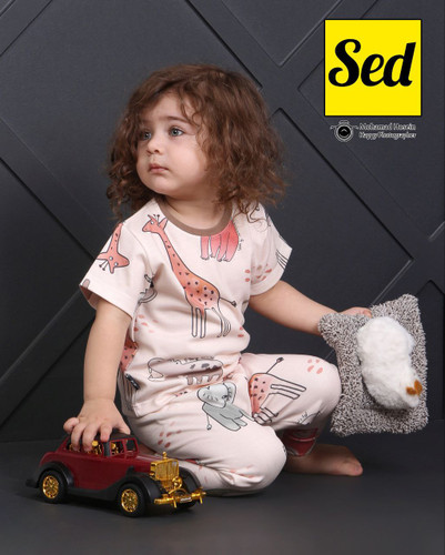 خرید ست لباس راحتی بچگونه جنس پنبه چاپ حیوانات آفریقا سایزبندی موجود 40 مناسب 2 تا 3 سالگی