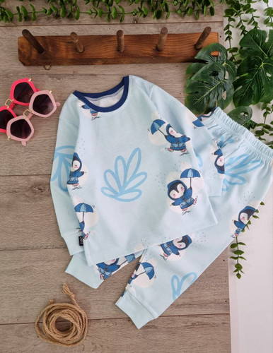 ست لباس خونگی بچگانه پنبه طرح پنگوئن سایزبندی 35 تا 50 مناسب 1 تا 5 سال رنگبندی مطابق عکس