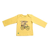 بلوز نوزادی دخترانه پنبهای طرح خرگوش و دوچرخه – تکه اصلی سرویس تکهباز