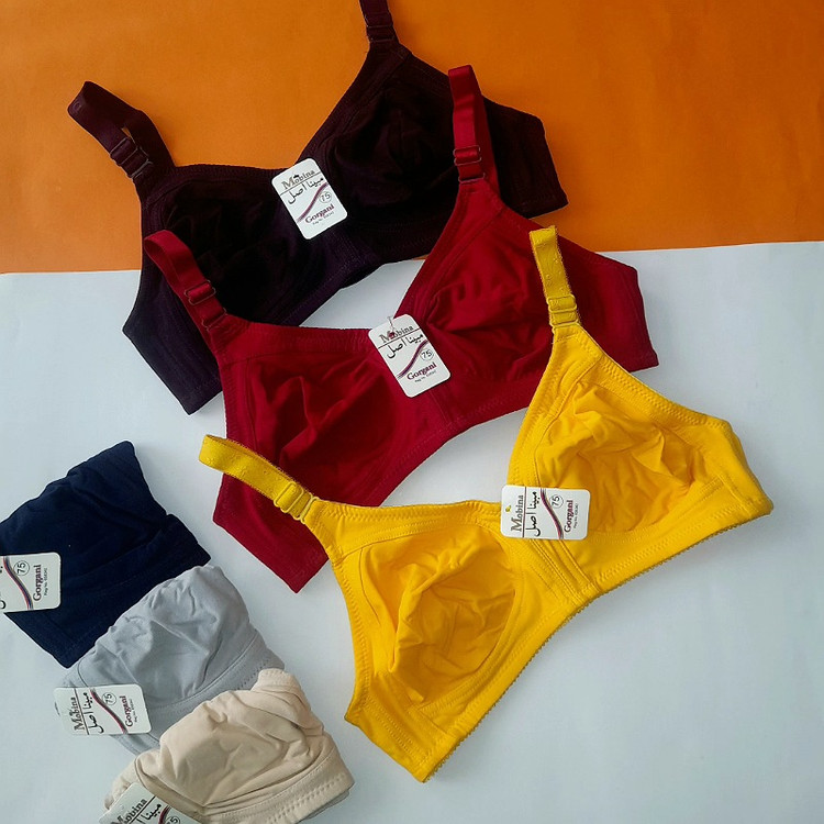 سوتین برند مبینا سایز 75 تا 90 جنس نخ پنبه پرسی بدون دوخت بدون حساسیت