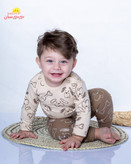 سرویس باز پنبه پسرانه طرح هاپو سایزبندی 1 تا 4 مناسب نوزاد تا 18 ماهگی رنگ مطابق تصویر