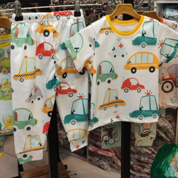 خرید ست لباس راحتی بچگونه جنس پنبه چاپ ماشینهای رنگی سایزبندی موجود 50 مناسب 5 تا 6 سالگی