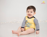 خرید لباس سرویس باز پنبه نوزادی پسرانه طرح جوجه و پرچم سایز 1 تا 4 مناسب نوزاد تا 18 ماه