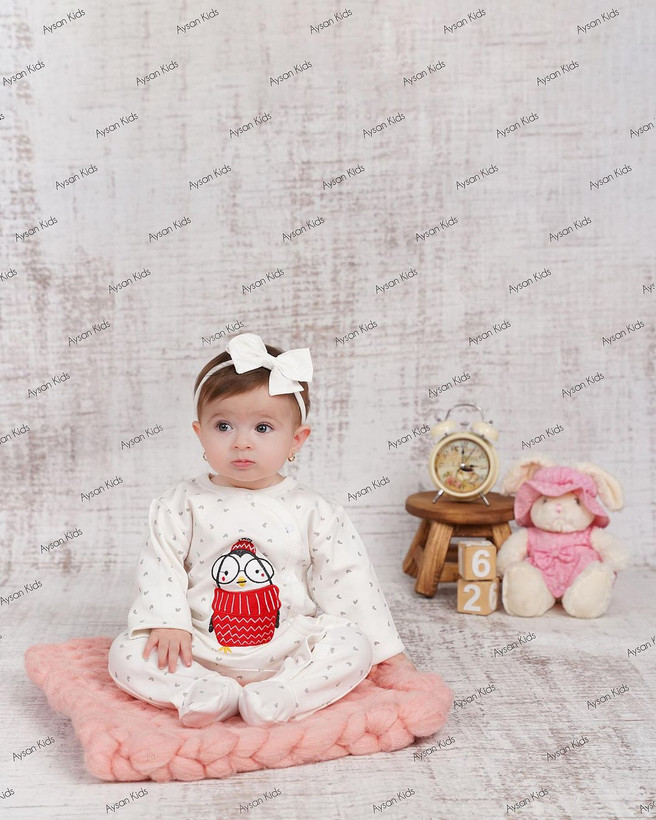 سرهمی جورابدار نوزادی جنس پنبه بغل دکمه خور گلدوزی پنگوئن مناسب نوزاد تا 12 ماه رنگ سفید