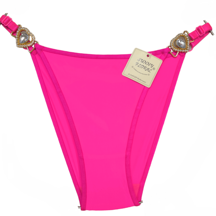 شورت فانتزی صورتی نگینی رگلاژ دار