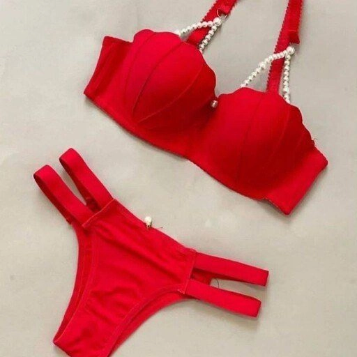 ست سوتین اسفنجی صدفی فنردار قرمز