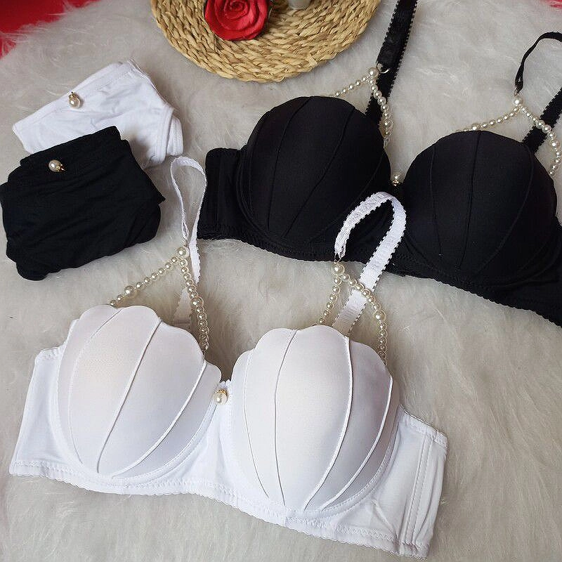 ست سوتین اسفنجی صدفی سایز 80، 85، 90و 95 در 4رنگ قرمز کرم مشکی