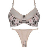 ست سوتین شورت برند TRYOUTکرم چهار خونه