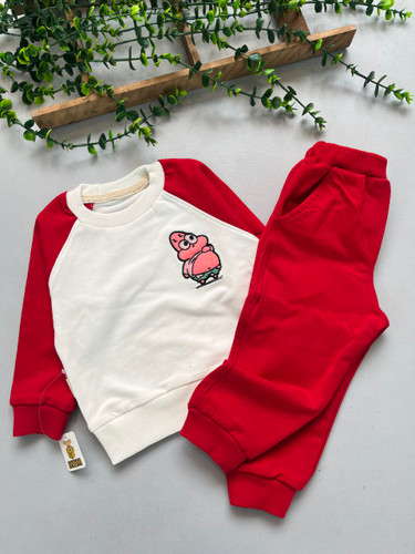 خرید ست بلوز و شلوار نوزادی جنس دورس پنبه آستین رگلان پاتریک مناسب برای نوزاد تا 18 ماهگی