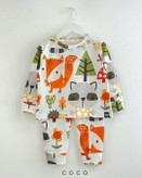 خرید بلوز و شلوار بچگونه جنس پنبه چاپ روباه و راکون سایزبندی 35 تا 60 مناسب 1.5 تا 8 سالگی