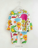 خرید بلوز و شلوار بچگونه جنس پنبه چاپ جنگل شاد سایزبندی 35 تا 60 مناسب برای 1.5 تا 8 سالگی