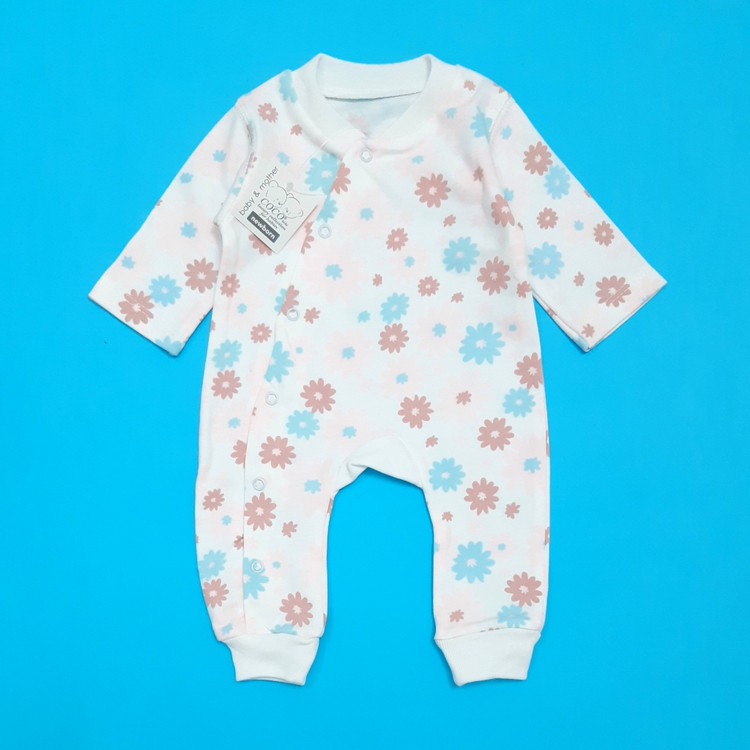 خرید سرهمی پنبه وارداتی چاپ گل مناسب نوزاد 3 تا 9 ماه با بهترین قیمت از پوشاک بی بی ست