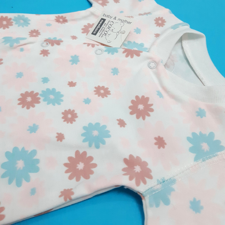 خرید سرهمی پنبه وارداتی چاپ گل مناسب نوزاد 3 تا 9 ماه با بهترین قیمت از پوشاک بی بی ست