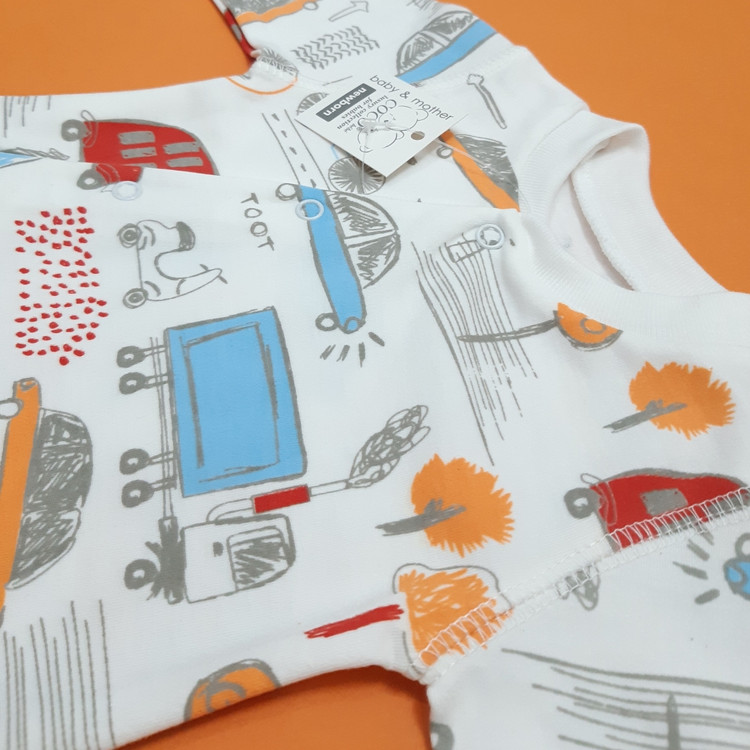 خرید سرهمی پنبه وارداتی چاپ نقاشی مناسب نوزاد 3 تا 9 ماه با بهترین قیمت از پوشاک بی بی ست