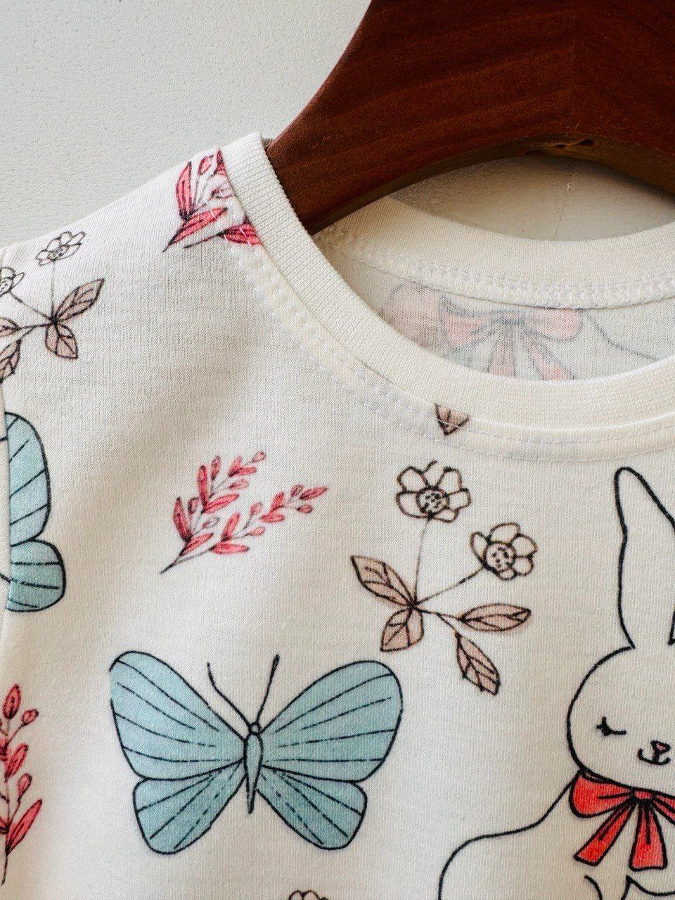 خرید اینترنتی ست راحتی بچگانه پنبه طرح خرگوش و پروانه سایزبندی 35 تا 50 مناسب 1 الی 5 سالگی