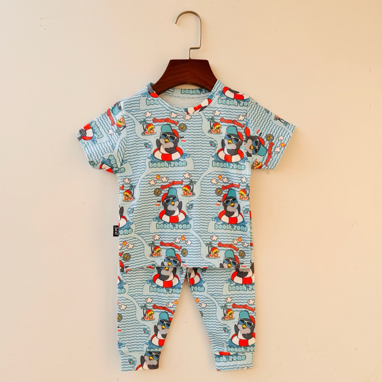 خرید اینترنتی ست راحتی بچگانه پنبه طرح پنگوئن سایزبندی 35 تا 50 مناسب 1 تا 5 سالگی