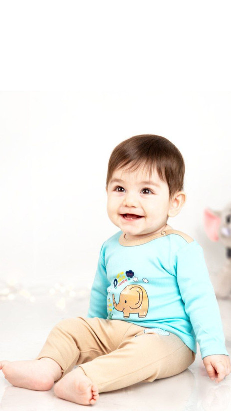 سرویس تکه باز پنبه پسرانه طرح فیل سایزبندی 1 تا 4 مناسب نوزاد تا یکسال رنگبندی مطابق تصویر