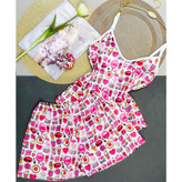 ست لباس خواب نیم تنه شورتک سفید بستنی