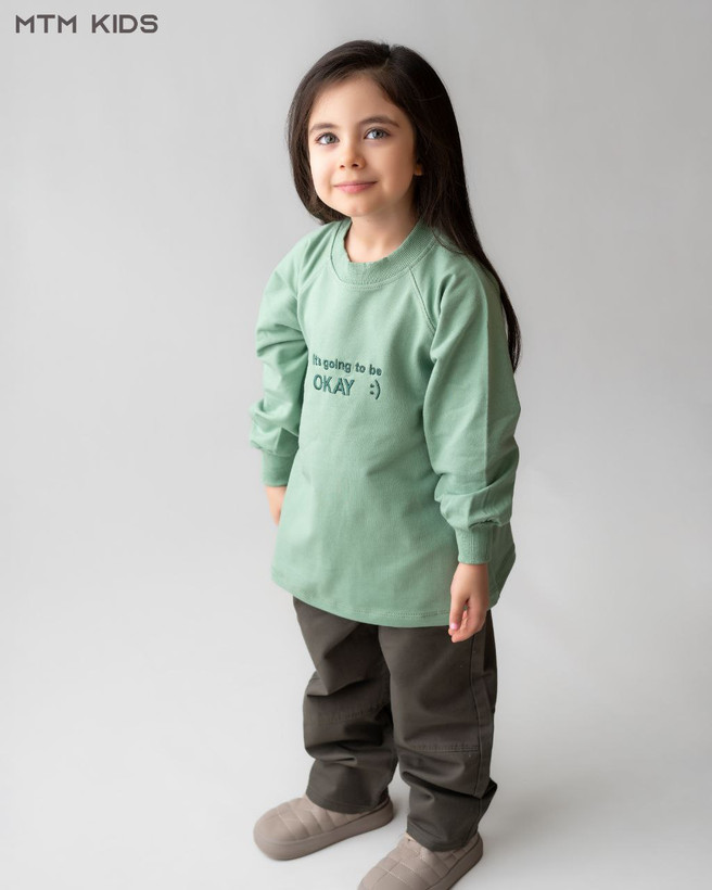 خرید ست عیدانه دورس و شلوار کتان طرح OK، لباس شیک و مجلسی برای پسران و دختران 2 تا 5 ساله