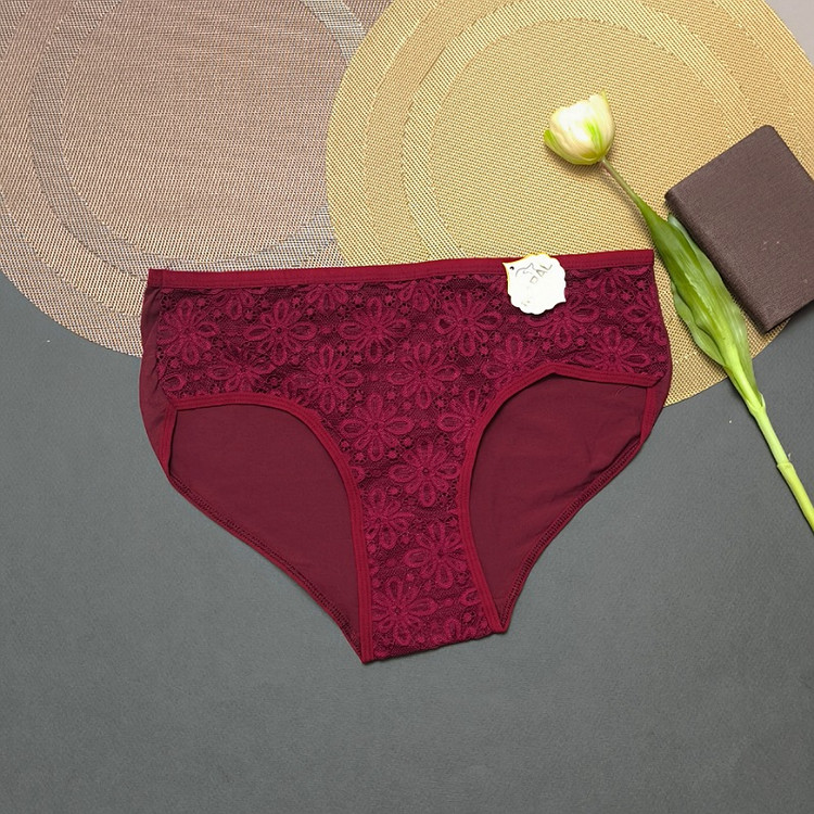 شورت دانتل بابونه پشت نخ زرشکی