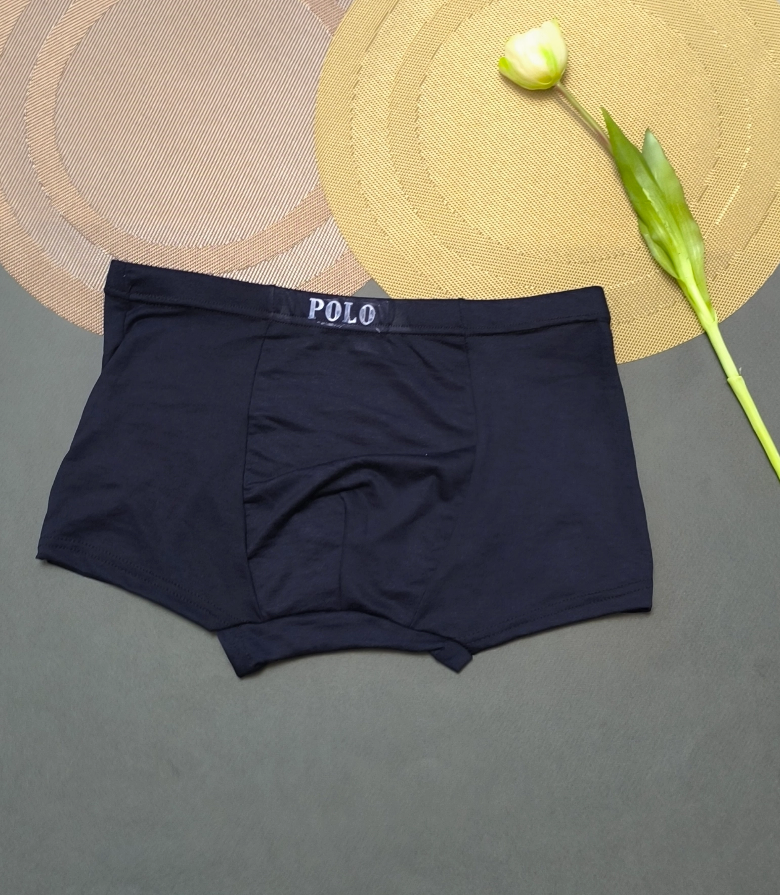 شورت پادار مردانه نخی ملانژ سورمه ای