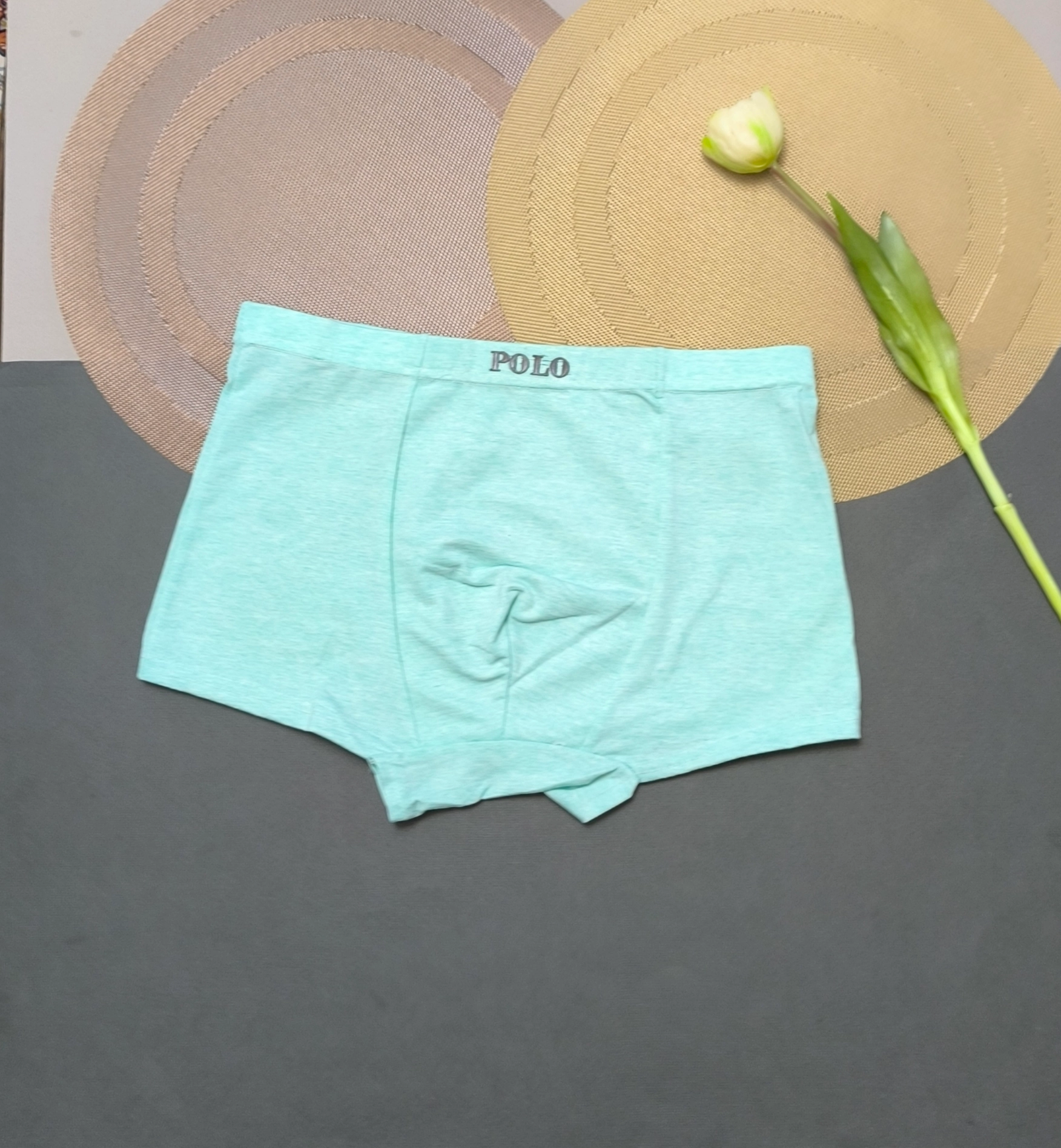 شورت پادار مردانه نخی ملانژ سبز روشن