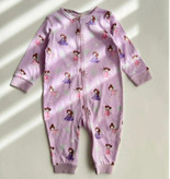 خرید آنلاین سرهمی زیپی نوزاد بدو تولد تا 3 سالگی طرح پرنسس از برند h&m رنگ یاسی چاپدار