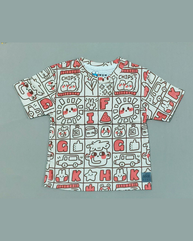 خرید تیشرت و شلوارک پنبه راحتی بچگونه طرح باکسی سایزبندی 35 تا 60 مناسب برای 1 الی 8 سالگی