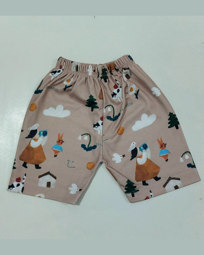 خرید تیشرت و شلوارک پنبه راحتی بچگونه طرح طبیعت سایزبندی 35 تا 60 مناسب برای 1 الی 8 سالگی