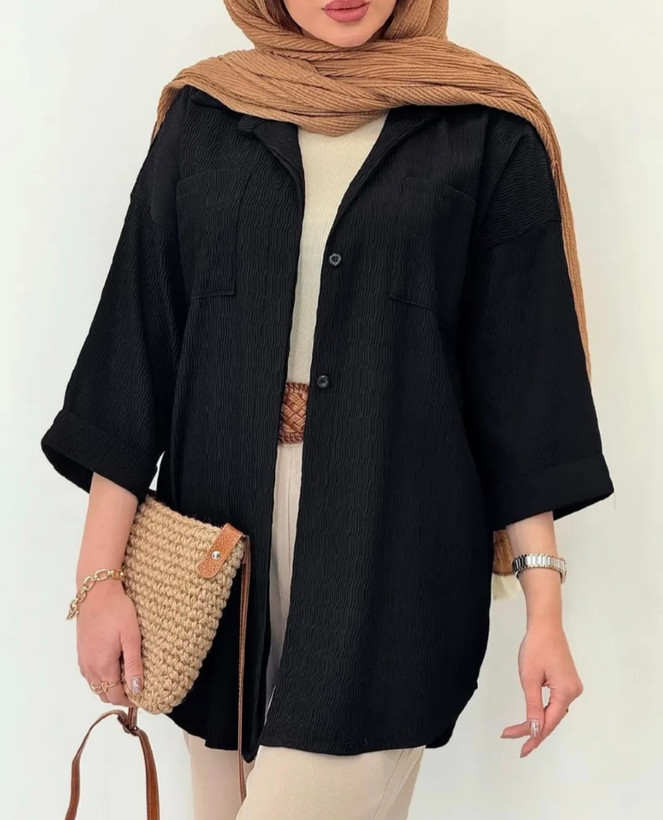 شومیز کبریتی دلیسه سایز 38 تا 46 مشکی