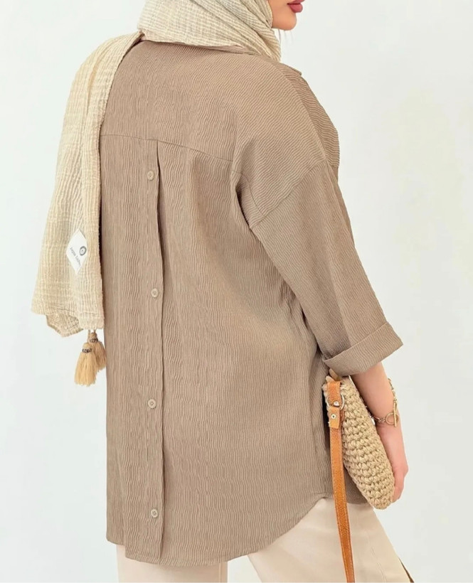 شومیز کبریتی دلیسه سایز 38 تا 46 کرم