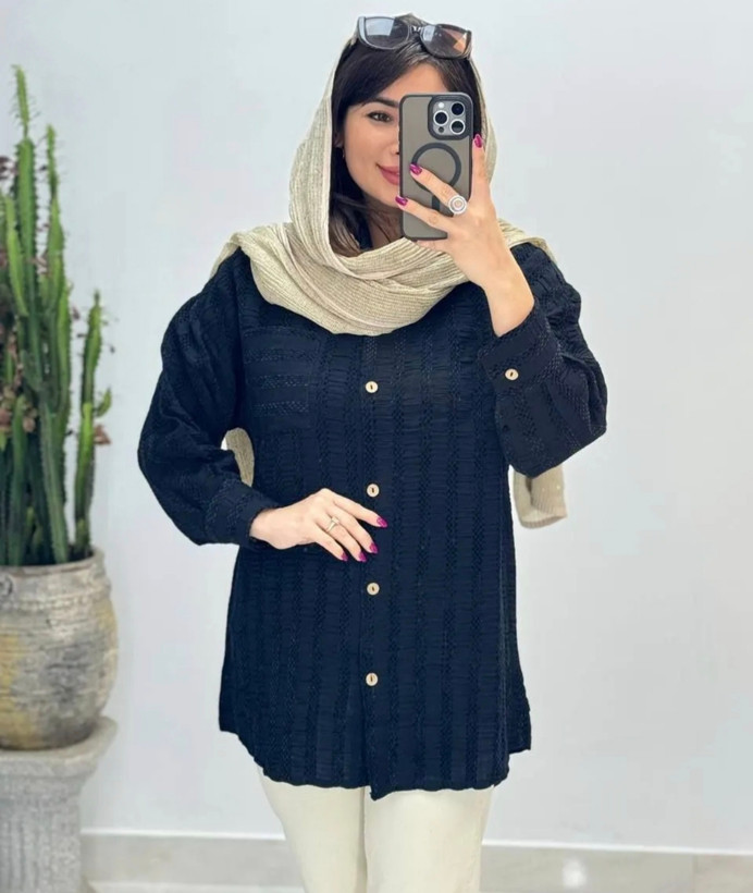 شومیزکوک دوزی سایز 38 تا 48 فری رنگ مشکی