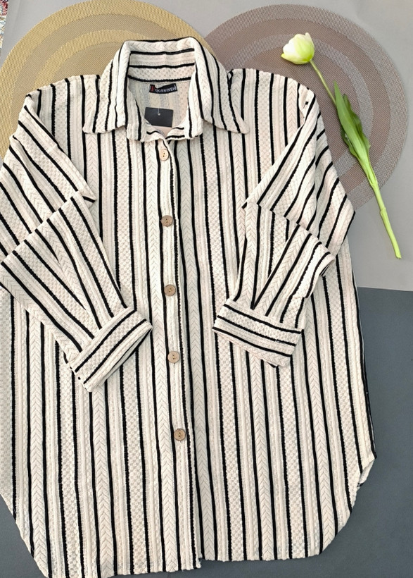 شومیز راه راه مراکشی سایز سفید