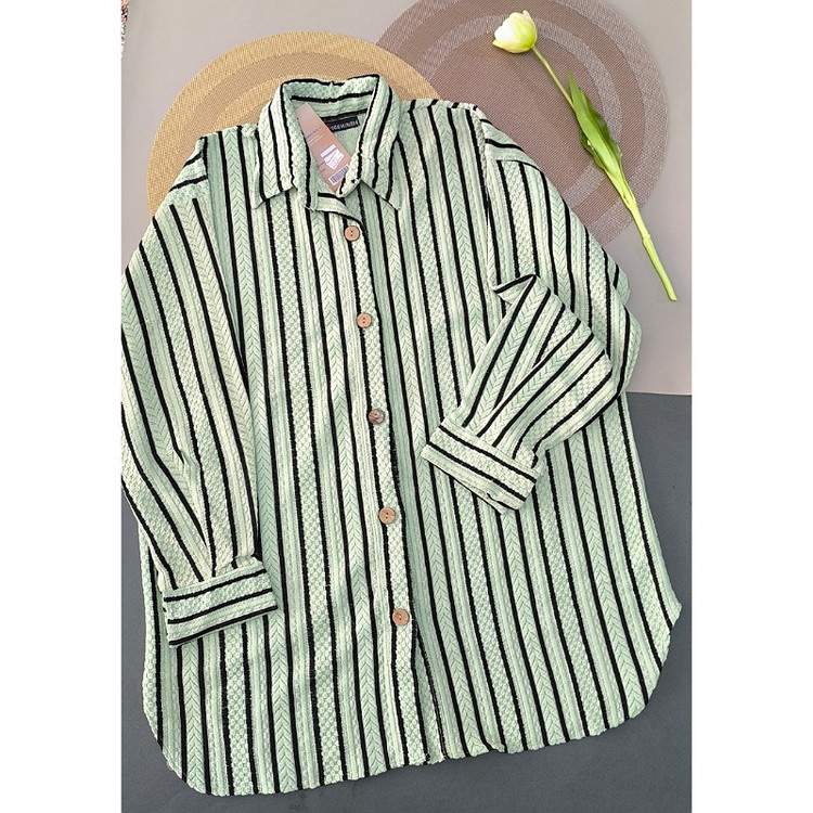 شومیز راه راه مراکشی سایزفری سبز