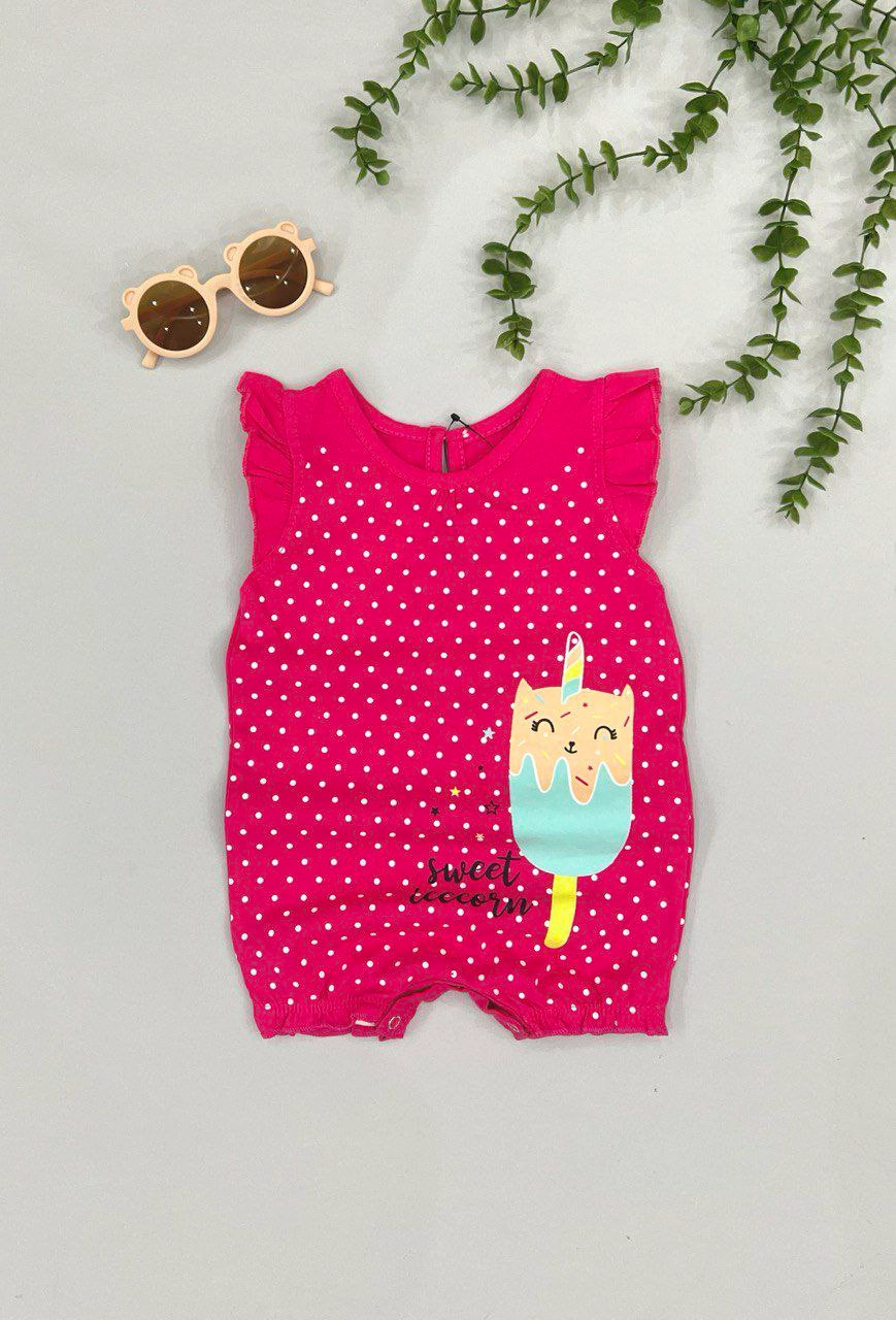 خرید رامپر دخترانه پنبه طرح سوییت یونیکورن | مناسب ۶ تا ۳۶ ماهگی