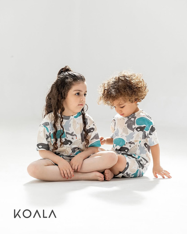 خرید تیشرت و شلوارک راحتی بچگونه جنس پنبه طرح حیوانات قطبی مناسب 1.5 تا 8 سالگی، 35 تا 60