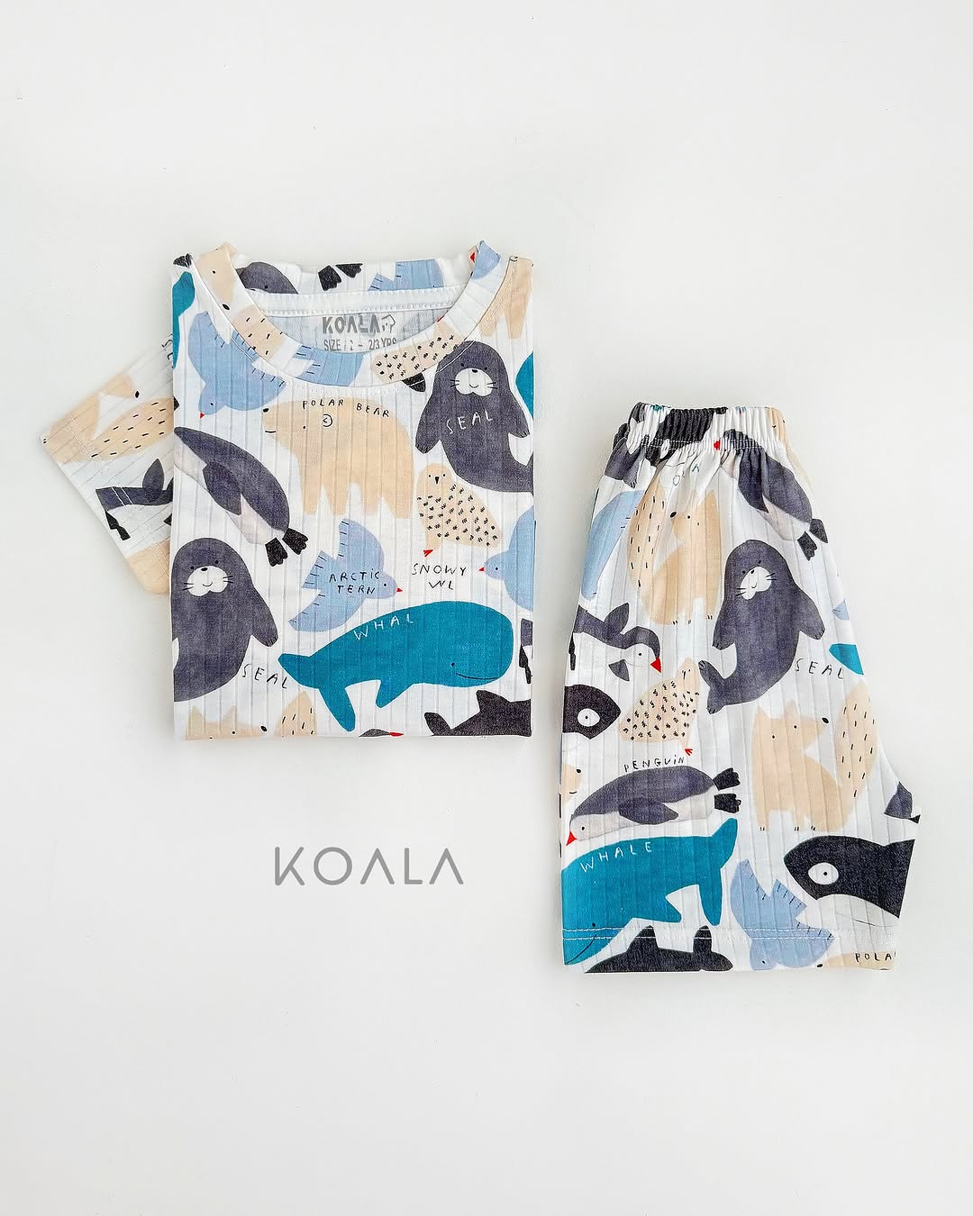 خرید تیشرت و شلوارک راحتی بچگونه جنس پنبه طرح حیوانات قطبی مناسب 1.5 تا 8 سالگی، 35 تا 60