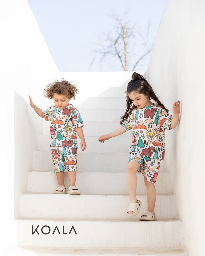 خرید تیشرت و شلوارک راحتی بچگونه جنس پنبه طرح حیوانات جنگل مناسب 1.5 تا 8 سالگی، 35 تا 60