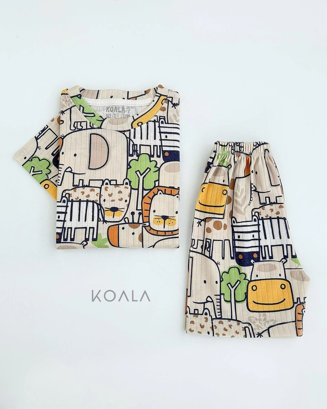 خرید تیشرت و شلوارک راحتی بچگونه جنس پنبه طرح حیوانات پازلی مناسب 1.5 تا 8 سالگی، 35 تا 60