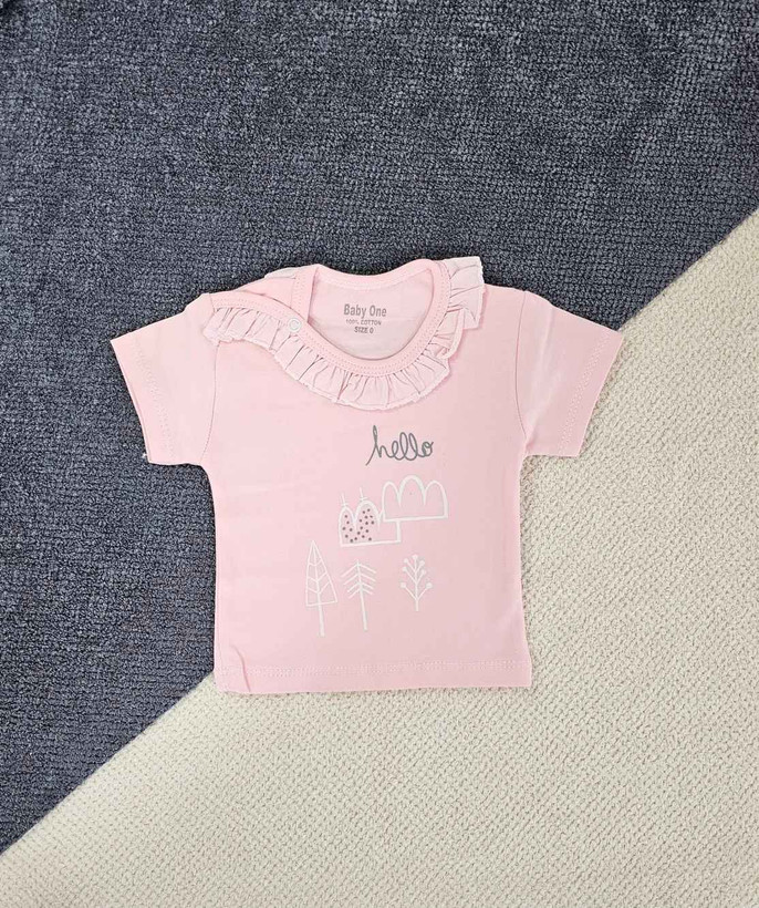 خرید لباس سیسمونی دخترانه تکه باز نوزادی طرح صورتی چیندار مناسب 0 تا 12 ماهگی خرید ارزان