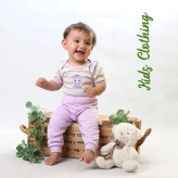 خرید سیسمونی دخترانه بادی و شلوار پنبهای نوزادی | ست مناسب نوزاد تا یک سالگی | طرح کرومی