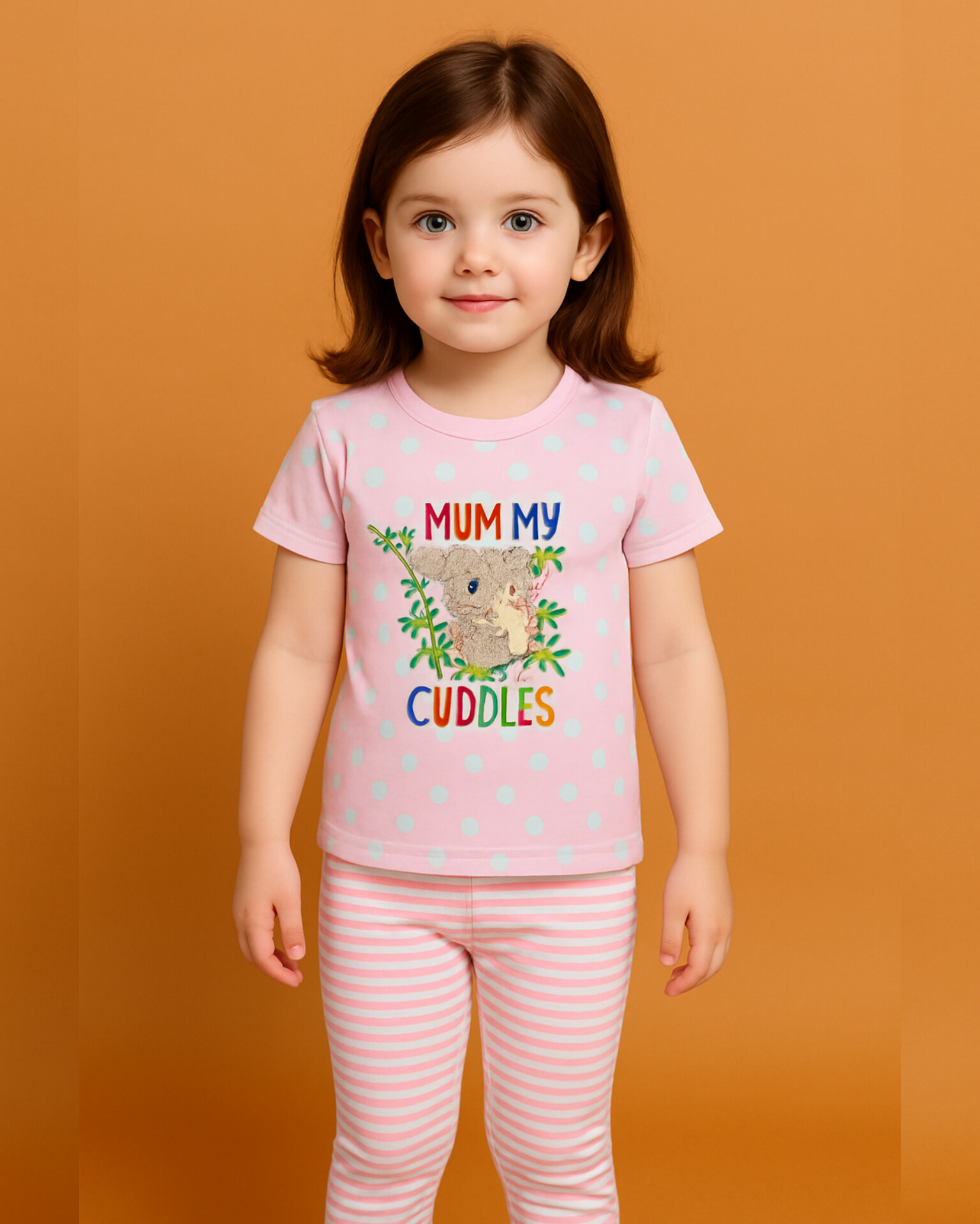 سرویس تکه باز پنبه دخترانه طرح کوالا سایز 1تا 4 مناسب نوزاد تا 18ماه رنگبندی مطابق تصوی